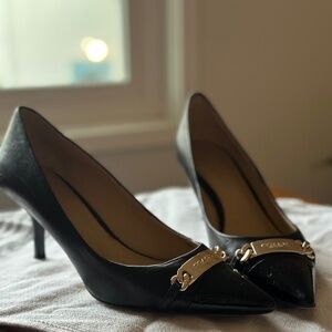 Black Coach Heels with Gold Buckle